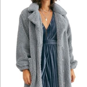 NWT - FP Tessa Teddy Coat - Dusty Blue